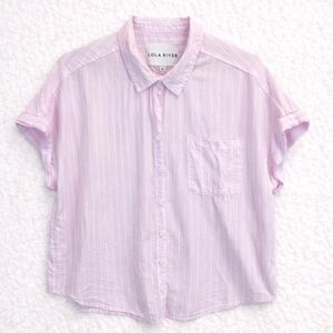 Lola River Pink Striped Button Down Shirt XL Pastel Soft Girl Coastal Relaxed